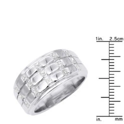 Unique 14K White Gold Men's Diamond Wedding Ring Round & Princess Diamonds 0.9ct 17 Unique 14K White Gold Men's Diamond Wedding Ring Round & Princess Diamonds 0.9ct -Its Hot Jewelry Shop unique mens diamond wedding band 14k gold princess round diamonds ring 09ct ruler white 20221011