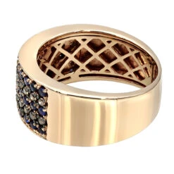 10K Rose Gold Blue Sapphire & Brown Diamond Wedding Band For Men -Its Hot Jewelry Shop unique rings 10k gold blue sapphire brown diamond wedding band for men backro