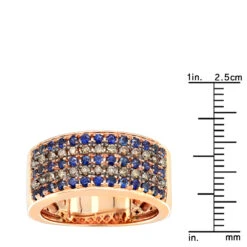 10K Rose Gold Blue Sapphire & Brown Diamond Wedding Band For Men -Its Hot Jewelry Shop unique rings 10k gold blue sapphire brown diamond wedding band for men rulerro