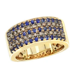 10K Rose Gold Blue Sapphire & Brown Diamond Wedding Band For Men -Its Hot Jewelry Shop unique rings 10k gold blue sapphire brown diamond wedding band for men ye