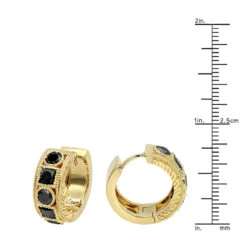 Unique Diamond Hoop Earrings Large Black Diamond Huggies 14K Yellow Gold 3ct -Its Hot Jewelry Shop unique small diamond hoop earring black diamond huggies in 14k gold 085ct 4 rulerye