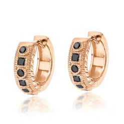 Unique Small Diamond Hoop Earring: Black Diamond Huggies 14K Yellow Gold 0.85ct 10 Unique Small Diamond Hoop Earring: Black Diamond Huggies 14K Yellow Gold 0.85ct -Its Hot Jewelry Shop unique small diamond hoop earring black diamond huggies in 14k gold 085ct ro