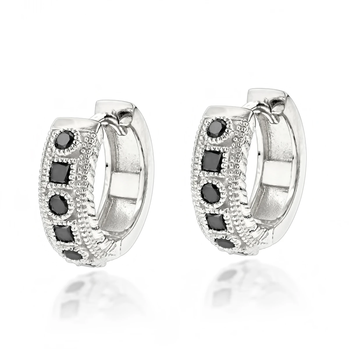 Unique Small Diamond Hoop Earring: Black Diamond Huggies 14K Yellow Gold 0.85ct 4 Unique Small Diamond Hoop Earring: Black Diamond Huggies 14K Yellow Gold 0.85ct - Image 2