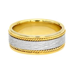 Unique Solid Two Tone Solid 14K Yellow Gold Men's Braided Wedding Band Comfort Fit Design 11 Unique Solid Two Tone Solid 14K Yellow Gold Men's Braided Wedding Band Comfort Fit Design -Its Hot Jewelry Shop unique solid two tone 14k gold mens braided wedding band comfort fit design 002000 backye