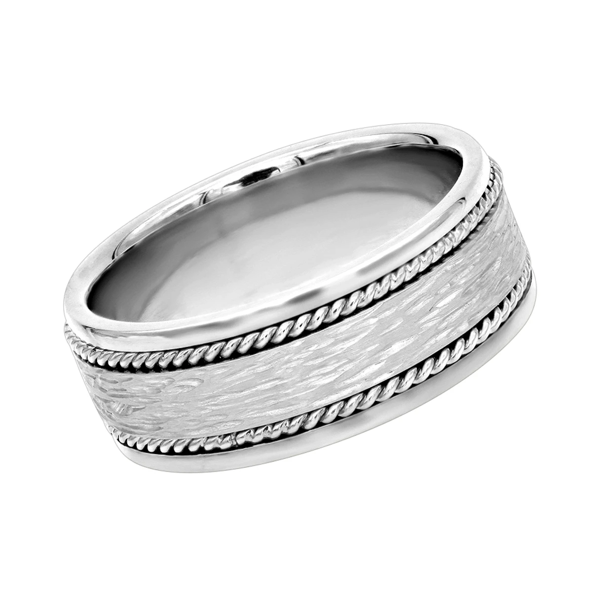 Unique Solid Two Tone Solid 14K Yellow Gold Men's Braided Wedding Band Comfort Fit Design 4 Unique Solid Two Tone Solid 14K Yellow Gold Men's Braided Wedding Band Comfort Fit Design - Image 2