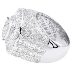Unique Luxurman 7 Carat Statement Men's Diamond Pinky Ring 14K White Gold -Its Hot Jewelry Shop unique statement mens diamond pinky ring in 14k gold by luxurman 7 carats 803255 back white
