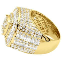 Unique Luxurman 7 Carat Statement Men's Diamond Pinky Ring 14K White Gold -Its Hot Jewelry Shop unique statement mens diamond pinky ring in 14k gold by luxurman 7 carats 803255 back yellow