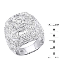 Unique Luxurman 7 Carat Statement Men's Diamond Pinky Ring 14K White Gold -Its Hot Jewelry Shop unique statement mens diamond pinky ring in 14k gold by luxurman 7 carats 803255 ruler white
