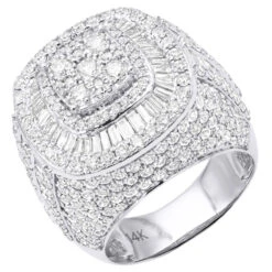 Unique Luxurman 7 Carat Statement Men's Diamond Pinky Ring 14K White Gold