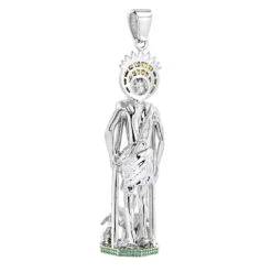 Unique Sterling Silver Saint Lazarus On Crutches With Dogs Statue Pendant -Its Hot Jewelry Shop unique sterling silver saint lazarus on crutches with dogs statue pendant backwh