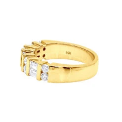 Unique VS Round & Baguette Diamond Wedding Ring For Women 14K White Gold Band -Its Hot Jewelry Shop unique vs round baguette diamond wedding ring for women 14k gold band 000960 back yellow
