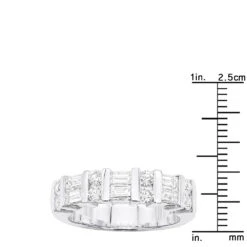 Unique VS Round & Baguette Diamond Wedding Ring For Women 14K White Gold Band -Its Hot Jewelry Shop unique vs round baguette diamond wedding ring for women 14k gold band 000960 ruler white