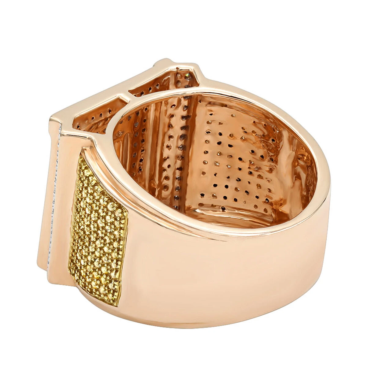 Unique White And Yellow Diamond Men's Ring 1.2ct 10K Yellow Gold 8 Unique White And Yellow Diamond Men's Ring 1.2ct 10K Yellow Gold - Image 6