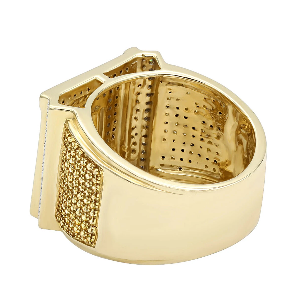 Unique White And Yellow Diamond Men's Ring 1.2ct 10K Yellow Gold 7 Unique White And Yellow Diamond Men's Ring 1.2ct 10K Yellow Gold - Image 5