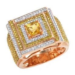 Unique White And Yellow Diamond Men's Ring 1.2ct 10K Yellow Gold 12 Unique White And Yellow Diamond Men's Ring 1.2ct 10K Yellow Gold -Its Hot Jewelry Shop unique white and yellow diamond mens ring 12ct 10k gold ro