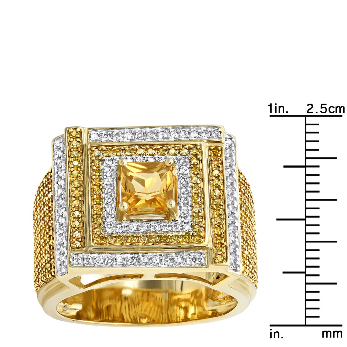 Unique White And Yellow Diamond Men's Ring 1.2ct 10K Yellow Gold 10 Unique White And Yellow Diamond Men's Ring 1.2ct 10K Yellow Gold - Image 8