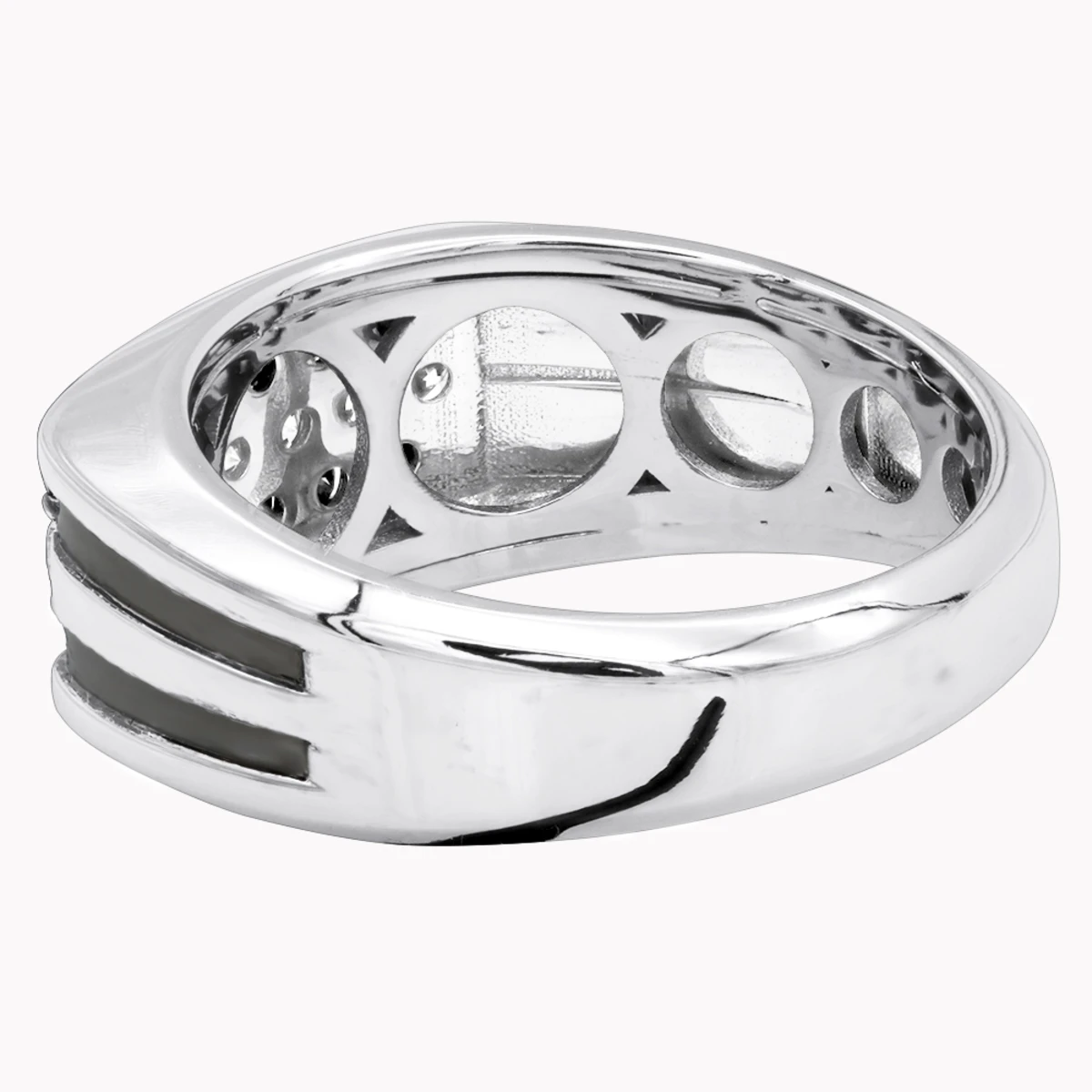 Unique White & Black Diamond Ring For Men & Women 14K White Gold Wedding Band 6 Unique White & Black Diamond Ring For Men & Women 14K White Gold Wedding Band - Image 4