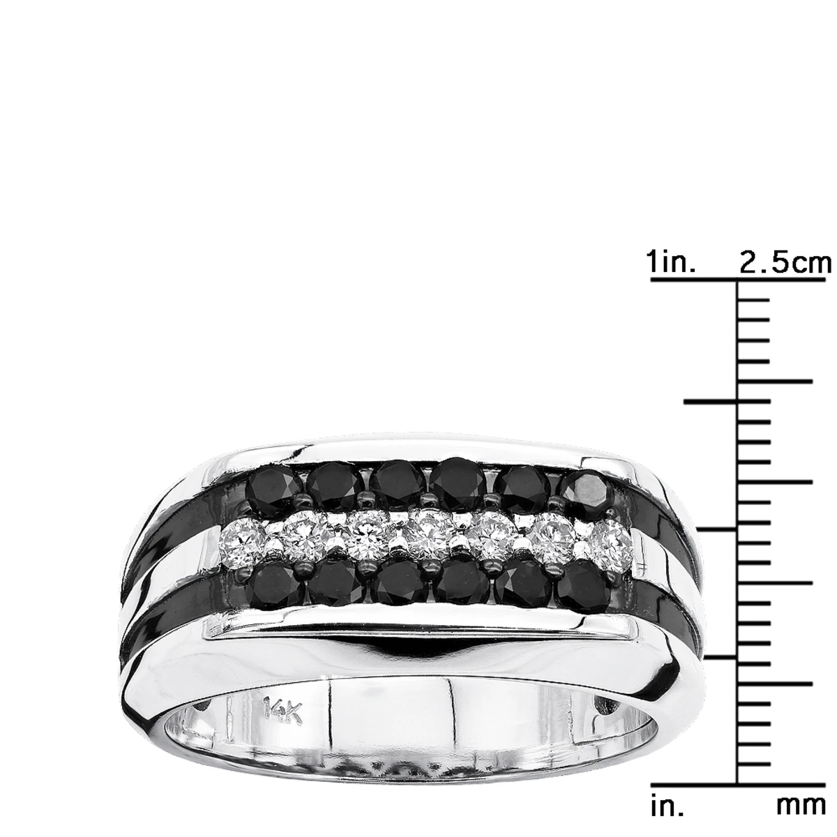 Unique White & Black Diamond Ring For Men & Women 14K White Gold Wedding Band 11 Unique White & Black Diamond Ring For Men & Women 14K White Gold Wedding Band - Image 9