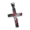 Unique White Black Diamonds And Ruby Cross Pendant 1.5ct 10K Black Plated Gold