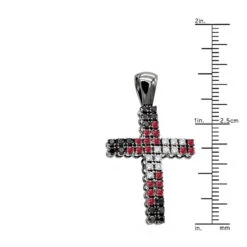 Unique White Black Diamonds And Ruby Cross Pendant 1.5ct 10K Black Plated Gold -Its Hot Jewelry Shop unique white black diamonds and ruby cross pendant 15ct 10k gold ruler