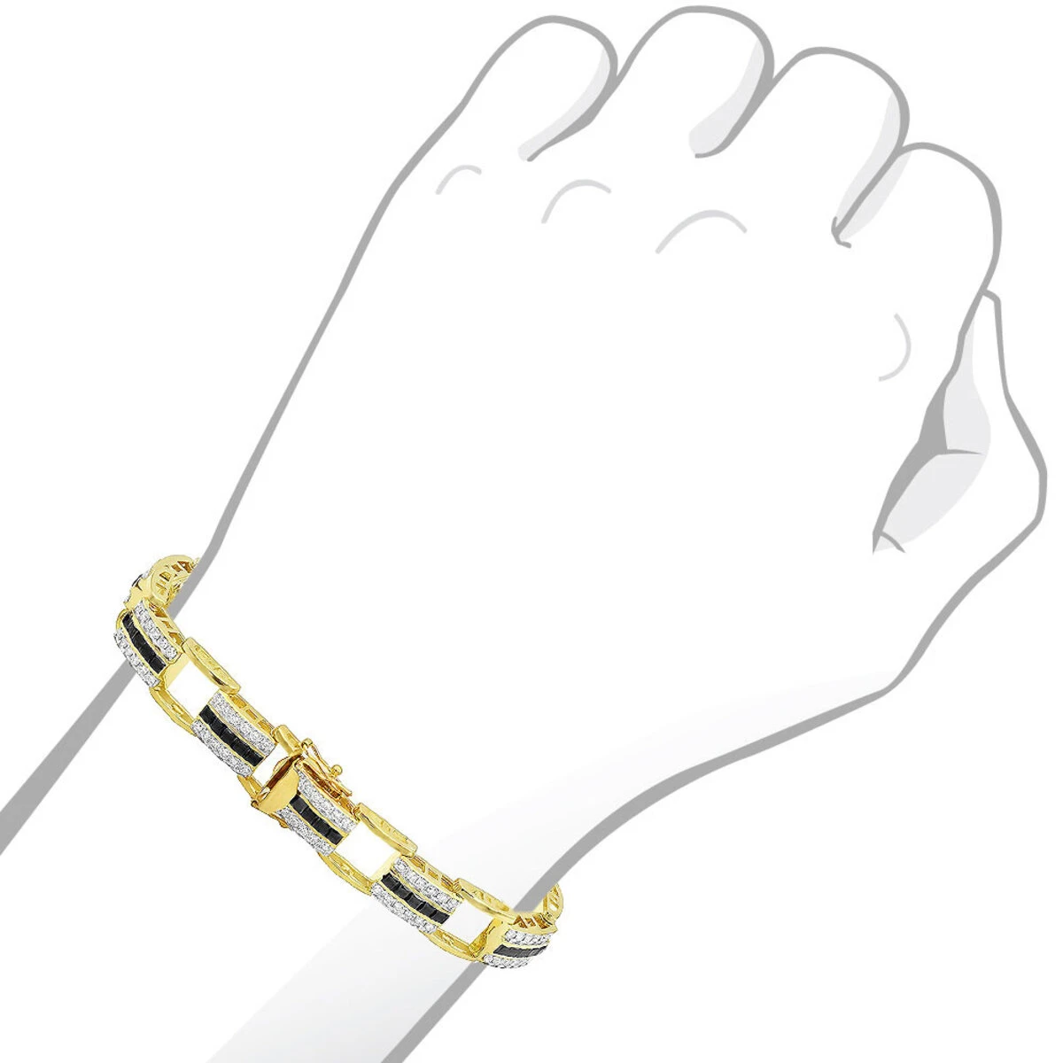 Unique White & Black Diamond Bracelet For Men 14K Yellow Gold 6 Unique White & Black Diamond Bracelet For Men 14K Yellow Gold - Image 4