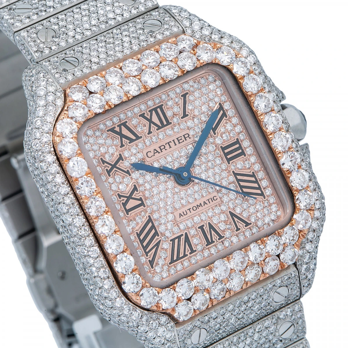 Unisex Diamond Watch Cartier Santos De Cartier 35mm Rose Dial 4 Unisex Diamond Watch Cartier Santos De Cartier 35mm Rose Dial - Image 2