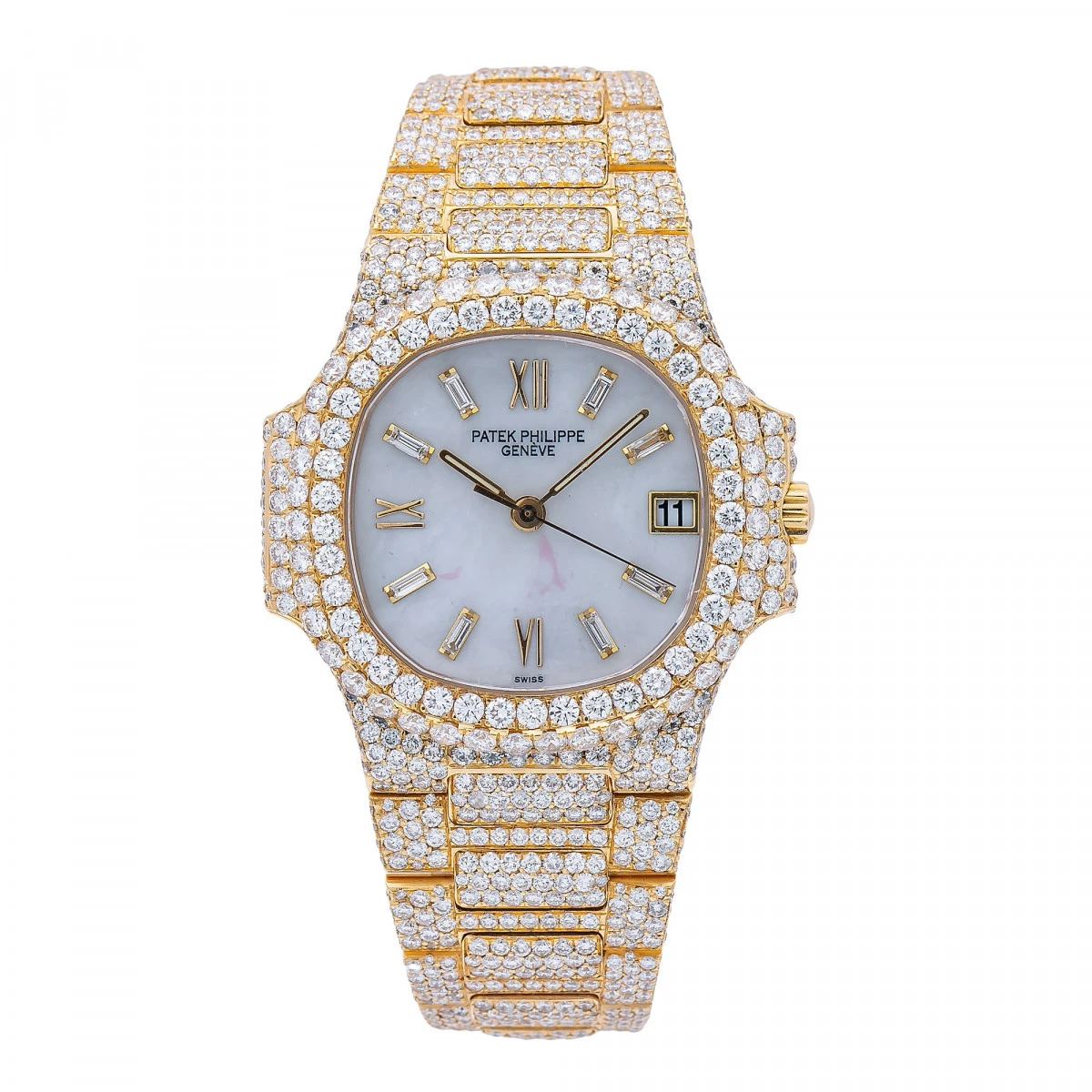 Unisex Diamond Watch Patek Philippe Nautilus 18K Gold 37mm White Dial 3 Unisex Diamond Watch Patek Philippe Nautilus 18K Gold 37mm White Dial