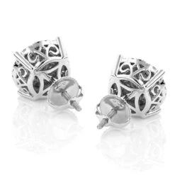 Unisex Round Diamond Cluster Earrings 14K White Gold 2ct Halo Studs -Its Hot Jewelry Shop unisex round diamond cluster earrings 14k gold 2ct halo studs backwh