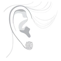 Unisex Round Diamond Cluster Earrings 14K White Gold 2ct Halo Studs -Its Hot Jewelry Shop unisex round diamond cluster earrings 14k gold 2ct halo studs bodwh