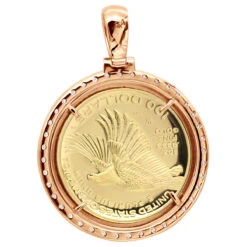 US Mint American Liberty 1oz 14K Yellow Gold Coin Pendant W Diamond Bezel 2ct 2017 -Its Hot Jewelry Shop us mint american liberty 1oz gold coin pendant w diamond bezel 2ct 2017 018324 backro