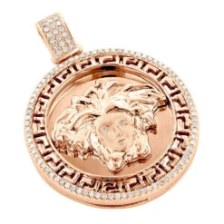 Versace Style Medusa Head Diamond Pendant Medallion 0.52ct 10K White Gold -Its Hot Jewelry Shop versace style medusa head diamond pendant medallion 052ct 10k gold ro