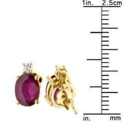 VS Diamond And Oval Ruby Stud Earrings For Women 18K Yellow Gold 3.74ct 11 VS Diamond And Oval Ruby Stud Earrings For Women 18K Yellow Gold 3.74ct -Its Hot Jewelry Shop vs diamond and oval ruby stud earrings for women in 18k gold 374ct 018402 ruler yellow