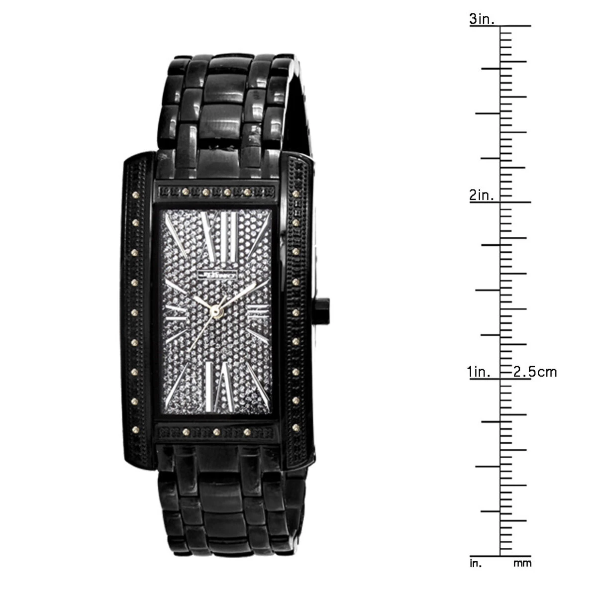 Black JoJino Women's Diamond Watch Rectangular Shape Iced Out Black Dial 0.25ct 6 Black JoJino Women's Diamond Watch Rectangular Shape Iced Out Black Dial 0.25ct - Image 4