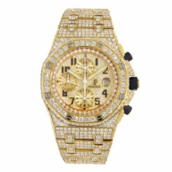 Iced Out Men's Diamond Watch Audemars Piguet Royal Oak Offshore 18K Gold 42mm