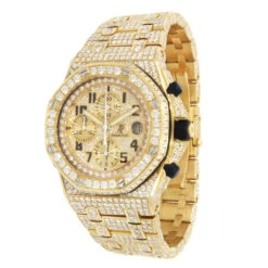 Iced Out Men's Diamond Watch Audemars Piguet Royal Oak Offshore 18K Gold 42mm -Its Hot Jewelry Shop watches iced out mens diamond watch audemars piguet royal oak offshore yellow gold 42mm 968650 ruler