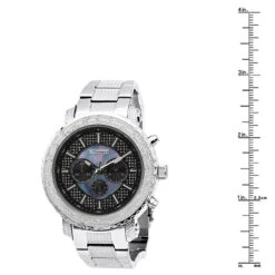 JoJino Chronograph Large Men's Diamond Watch 0.25ct Iced Out Black Blue MOP Dial -Its Hot Jewelry Shop watches jojino chronograph large mens diamond watch 025ct iced out black blue mop dial 968750 ruler