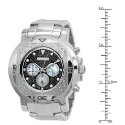 JoJino Chronograph Large Men's Diamond Watch 0.25ct Iced Out Black Dial -Its Hot Jewelry Shop watches jojino chronograph large mens diamond watch 025ct iced out black dial 968757 ruler