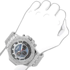 JoJino Chronograph Large Men's Diamond Watch 0.25ct Iced Out Blue MOP Dial -Its Hot Jewelry Shop watches jojino chronograph large mens diamond watch 025ct iced out blue mop dial 968743 bod