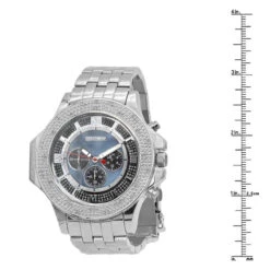 JoJino Chronograph Large Men's Diamond Watch 0.25ct Iced Out Blue MOP Dial -Its Hot Jewelry Shop watches jojino chronograph large mens diamond watch 025ct iced out blue mop dial 968743 ruler