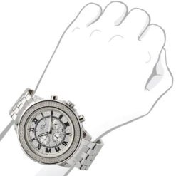 JoJino Chronograph Large Men's Diamond Watch 0.25ct Roman Numerals Iced Out Dial -Its Hot Jewelry Shop watches jojino chronograph large mens diamond watch 025ct roman numerals iced out dial 968778 bod