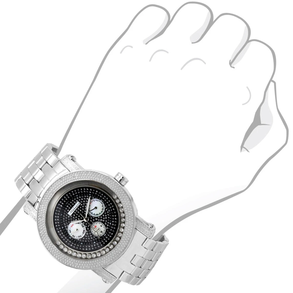 JoJino Moving Stones Real Diamond Watch For Men With Chronograph 0.25ct 5 JoJino Moving Stones Real Diamond Watch For Men With Chronograph 0.25ct - Image 3