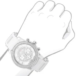 White Jojino Men's Diamond Watch Floating Stones Rubber Band Chronograph 0.25ct -Its Hot Jewelry Shop watches jojino watch 114 1555587 5641001 968765 bod