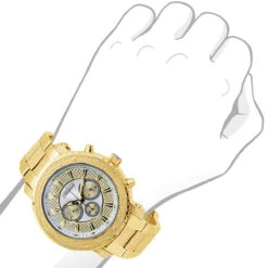 Large Men's Diamond Watch Yellow Gold Pltd JoJino Chronograph White MOP Dial 8 Large Men's Diamond Watch Yellow Gold Pltd JoJino Chronograph White MOP Dial -Its Hot Jewelry Shop watches large mens diamond watch yellow gold pltd jojino chronograph white mop dial 968748 bod