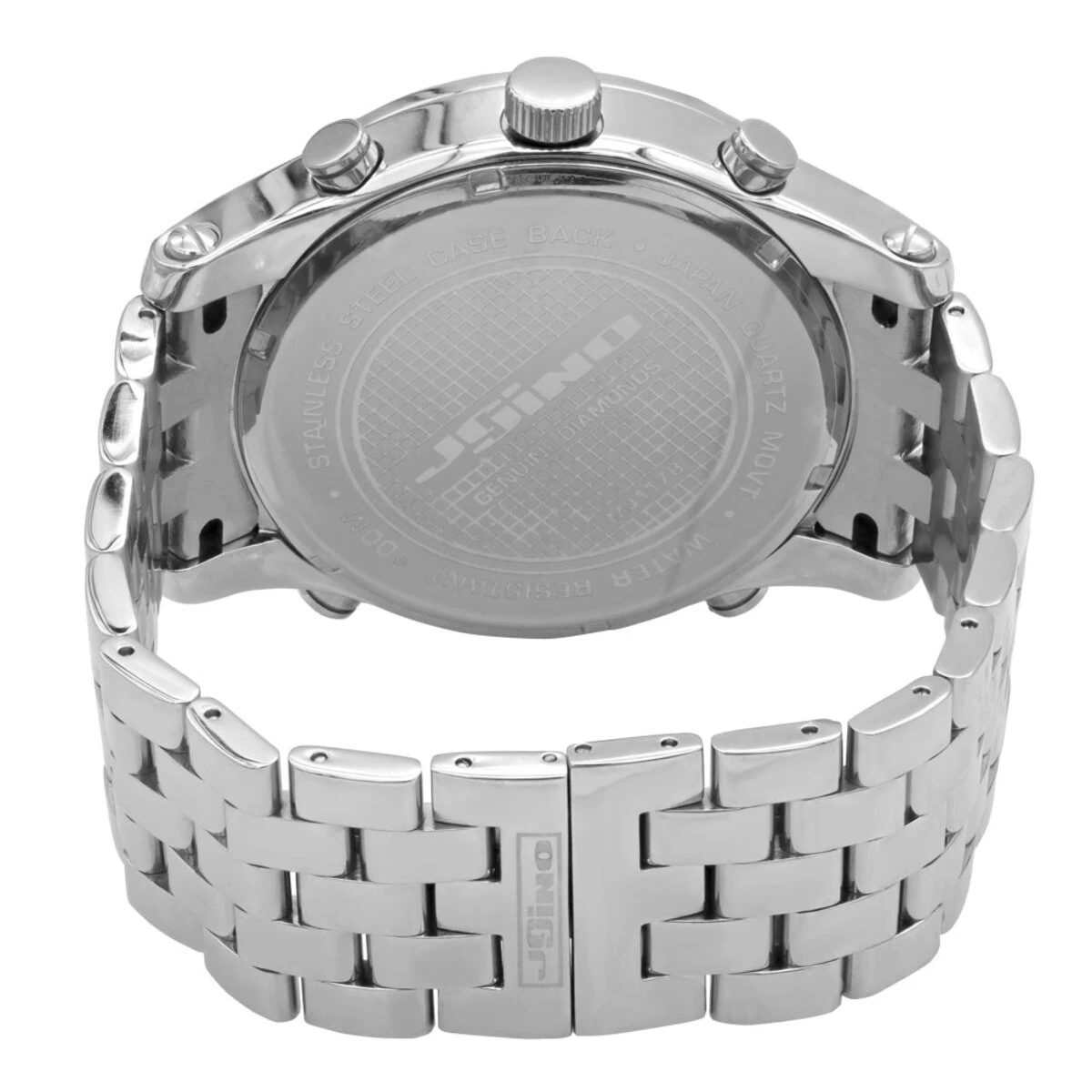 Oversized JoJino Men's Diamond Watch Five Time Zones White Iced Out Dial 0.25ct 4 Oversized JoJino Men's Diamond Watch Five Time Zones White Iced Out Dial 0.25ct - Image 2