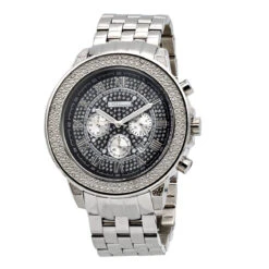 Oversized Real Diamond Watch For Men By Jojino Black Iced Out Dial 0.25ct
