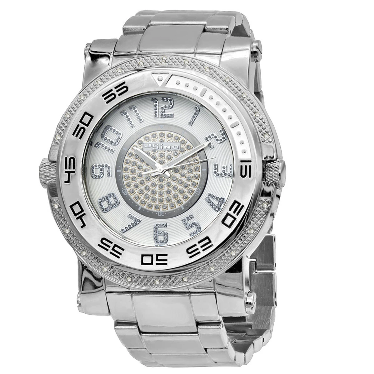 Unique Jojino Diamond Watch For Men W Chronograph Iced Out White Dial Subdials 3 Unique Jojino Diamond Watch For Men W Chronograph Iced Out White Dial Subdials
