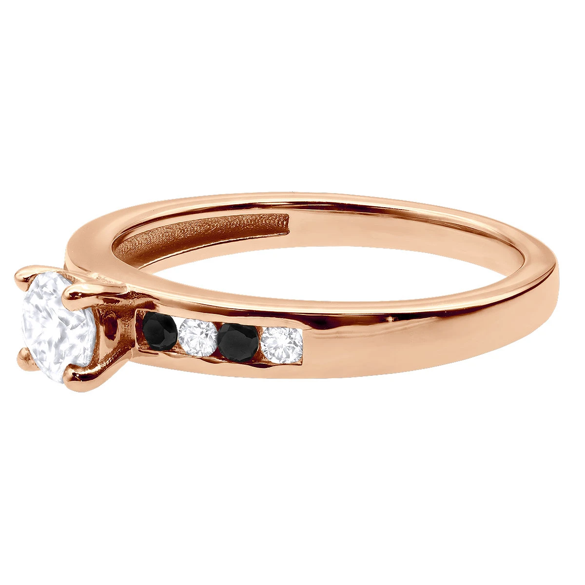 White And Black Diamond Engagement Ring 0.74ct 14K White Gold 8 White And Black Diamond Engagement Ring 0.74ct 14K White Gold - Image 6