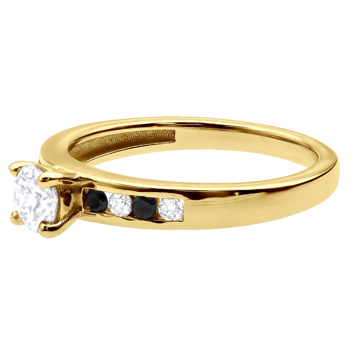 White And Black Diamond Engagement Ring 0.74ct 14K White Gold 7 White And Black Diamond Engagement Ring 0.74ct 14K White Gold - Image 5