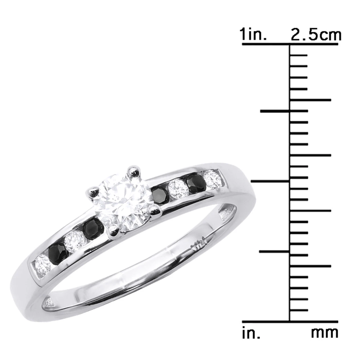White And Black Diamond Engagement Ring 0.74ct 14K White Gold 10 White And Black Diamond Engagement Ring 0.74ct 14K White Gold - Image 8
