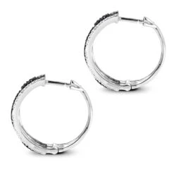 White And Black Diamond Hoop Earrings 0.9 Ct 14K White Gold -Its Hot Jewelry Shop white and black diamond hoop earrings 095ct 14k gold p 48289 backwh